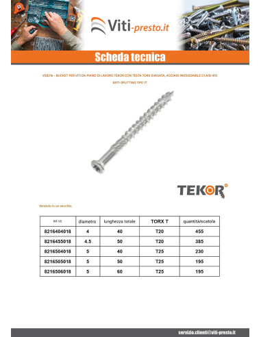 1 x Secchio di 385 Vite Per Decking TEKOR...