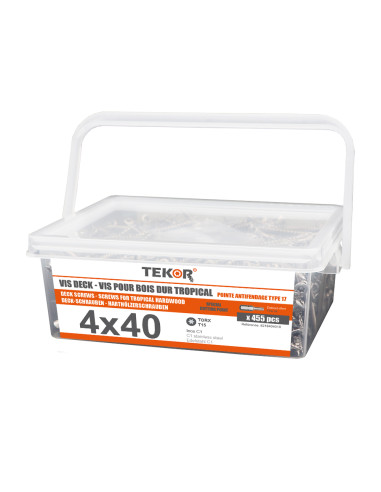 1 x Secchio di 455 Vite Per Decking TEKOR 4X40...