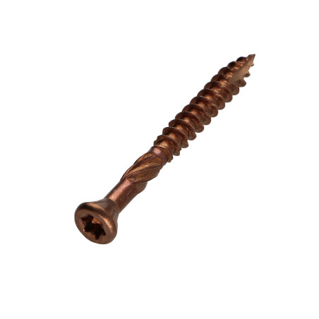 1 x Vite Per Decking TEKOR Testa Forata Bombata T25 5X50 cut Chiodo Anti-Spacco 17 Acciaio Inox A4 Castano