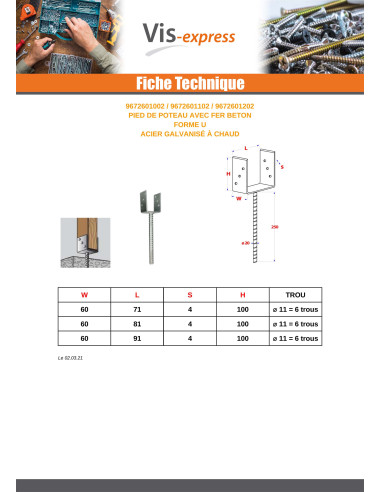 1 x Base de correio stile U 60X100X81 Elevata...