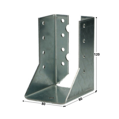 1 x Supporto per travi a forma di U con Alette Interno Sendzimir 80X120