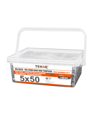1 x Secchio di 195 Vite Per Decking TEKOR 5X50...