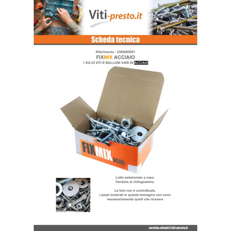 1 x KG Da VITI VARIE In Acciaio Grezzo FIXMIX
