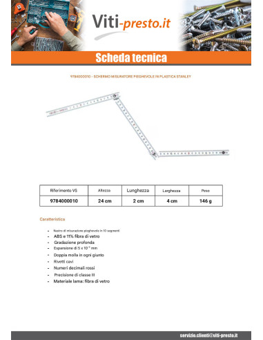 1 x Metro pieghevole Plastica STANLEY 2 Metri