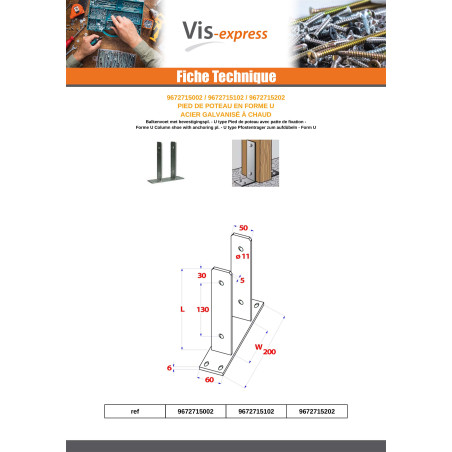 1 x Base de correio stile U 81X50X200 Elevata Resistenza Alla Corrosione Acciaio Zincato A Caldo