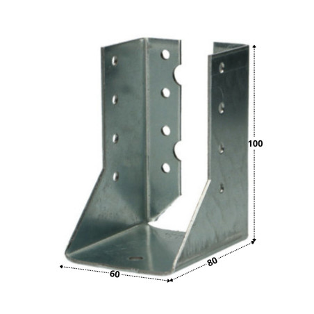 1 x Supporto per travi a forma di U con Alette Interno Sendzimir 60X100