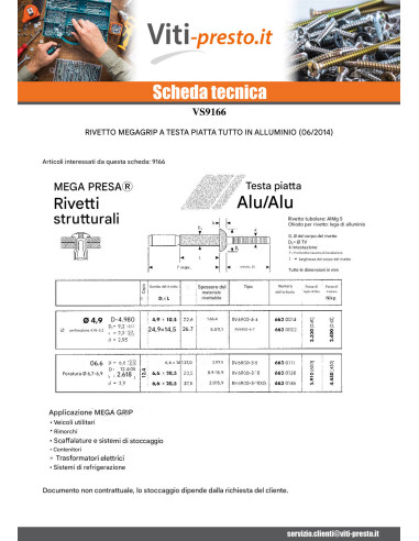 1 x Rivetto cieco, tutto in alluminio MEGAGRIP...