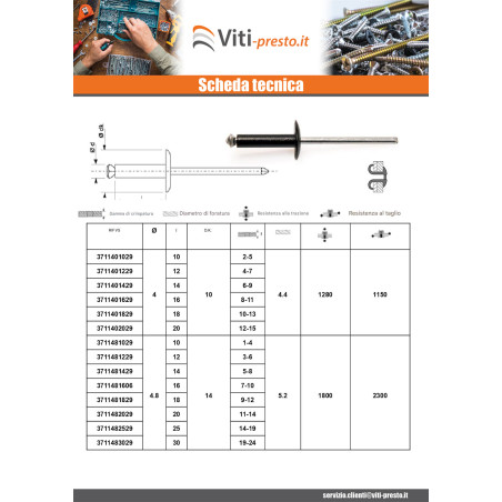 1 x Rivetto A Strappo Peel GOSTAR Barra Filettata Alluminio Acciaio 4.8X14 Nero