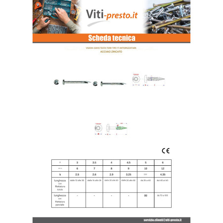 1 x Viti per legno TEKOR Testa Poelier T30 6X70 Filettatura Parziale cut Chiodo Anti-Spacco 17 Zincate