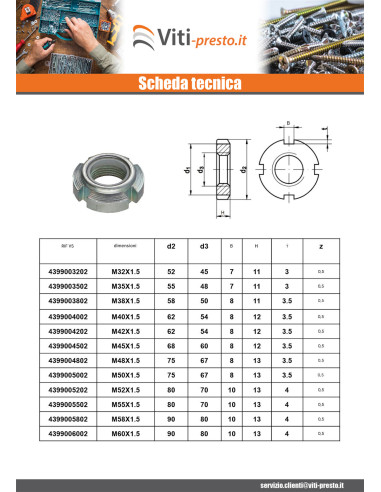 1 x Dado scanalato Zincate M24 Passo 150