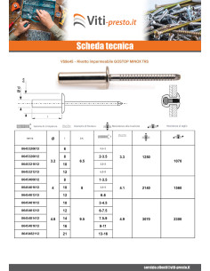 Rivetto Sigillato STOP MINOX Testa tonda standard 4,8X21 2