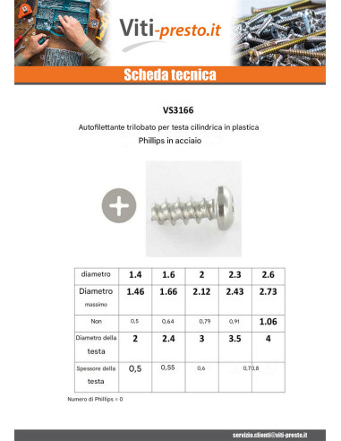 1 x Vite Autofilettante Per Plastica Testa...