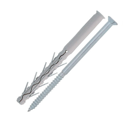 1 x Tassello A Battuta Lunga Nylon 10X200 + Vite Testa Forata Zincate