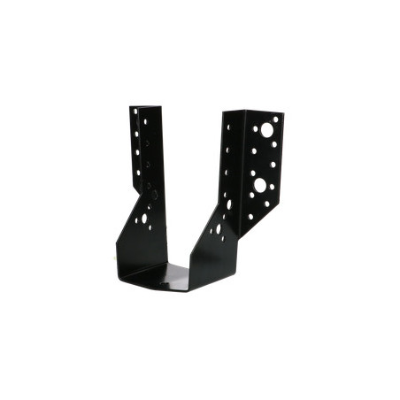 1 x Supporto per travi a forma di U con Alette Esterno 75X130 Acciaio Zincato Nero