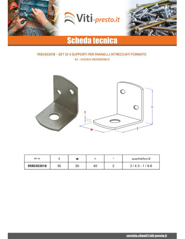1 x Set di 4 staffe a L per pannelli...