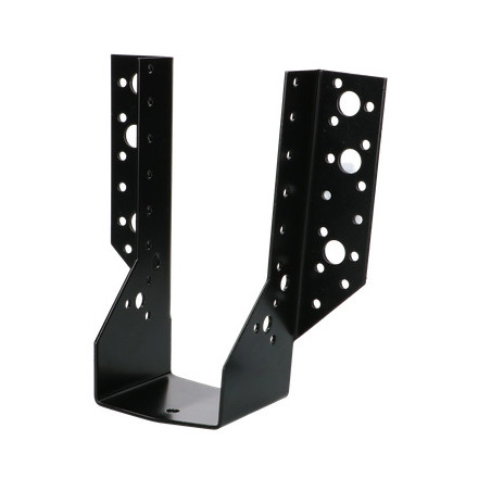 1 x Supporto per travi a forma di U con Alette Esterno 75X182 Acciaio Zincato Nero