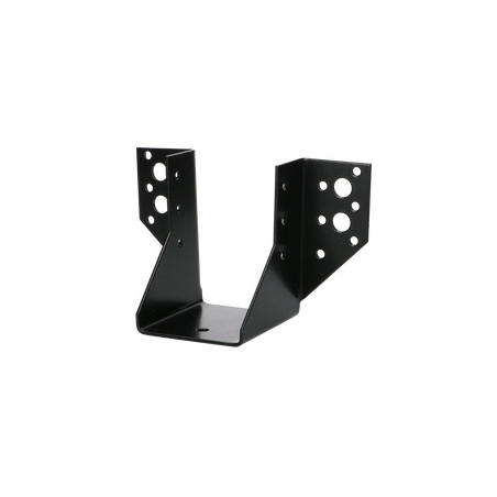 1 x Supporto per travi a forma di U con Alette Esterno 63X98 Acciaio Zincato Nero