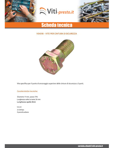 1 x Viti della cintura di sicurezza 7/16" X 24...
