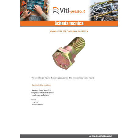 1 x Viti della cintura di sicurezza 7/16" X 24 Bicromato