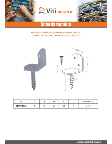 1 x Staffa a L per pannello intrecciato con...