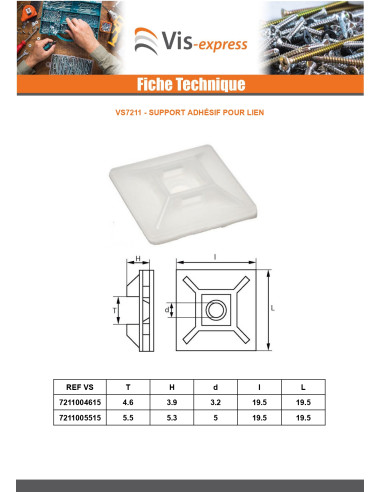 1 x Supporto Adesivo Per Fascette 4.6