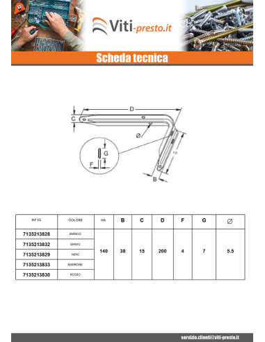 1 x Staffa per mensola 218X380 Marrone