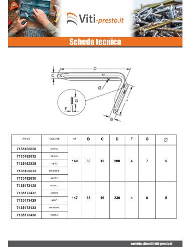 1 x Staffa per mensola 147X240 Marrone