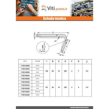 1 x Staffa per mensola 140X200 Marrone