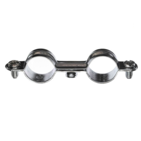 1 x Doppio morsetto metallico per tubo flessibile M7X150 Diametro 18 Zincate