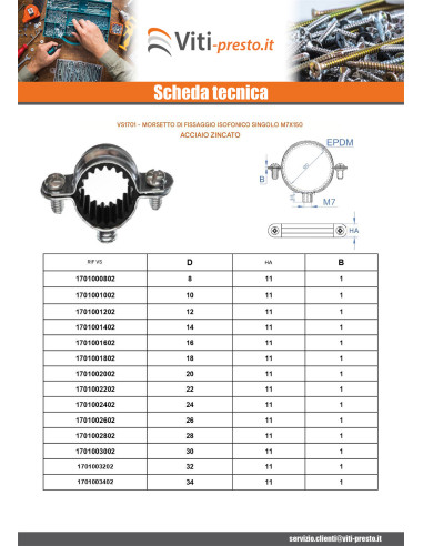 1 x Semplice collare di fissaggio insonorizzato...