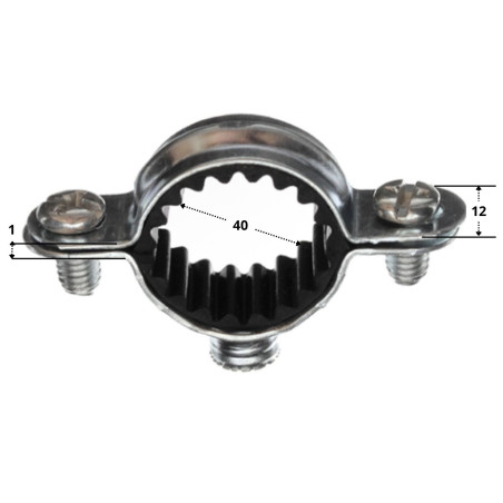1 x Semplice collare di fissaggio insonorizzato M7X150 Diametro 40 Zincate