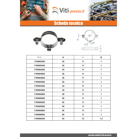 1 x Fascetta stringitubo in metallo M7X150 Diametro 25 Zincate