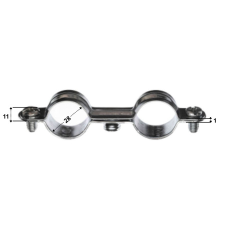 1 x Doppio morsetto metallico per tubo flessibile M7X150 Diametro 28 Zincate