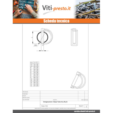 1 x Coppiglia A Scatto 8X50 Coppiglia A Scatto Tonda 45 Zincate