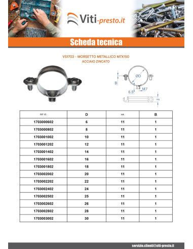 1 x Fascetta stringitubo in metallo M7X150...