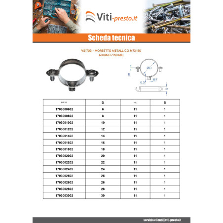 1 x Fascetta stringitubo in metallo M7X150 Diametro 6 Zincate