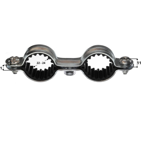 1 x Doppio collare di fissaggio insonorizzato M7X150 Diametro 22 Zincate