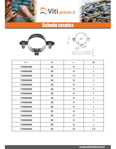 1 x Fascetta stringitubo in metallo M7X150...