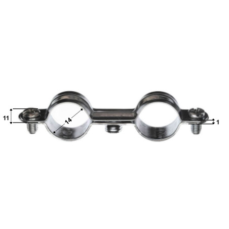 1 x Doppio morsetto metallico per tubo flessibile M7X150 Diametro 14 Zincate