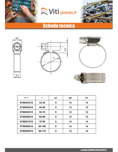 1 x Fascetta Acciaio Inox W5 Diametro 16 con 27...