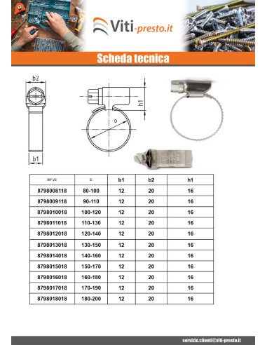 1 x Fascetta Acciaio Inox W5 Diametro 16 con 27...