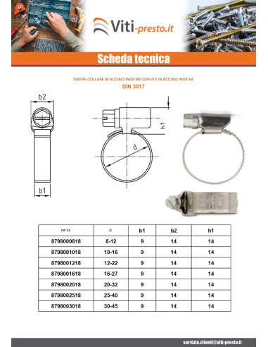 1 x Fascetta Acciaio Inox W5 Diametro 40 con 60...