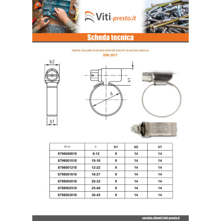 1 x Fascetta Acciaio Inox W5 Diametro 100 con 120 larghezza di banda 12