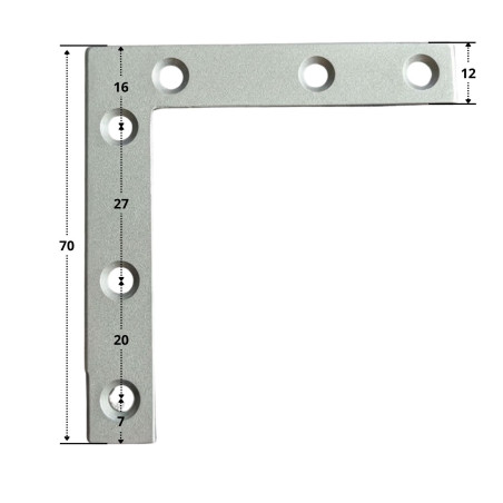 1 x Staffe Piatta rinforzo Punta Quadrato 70X70X12 Zincate