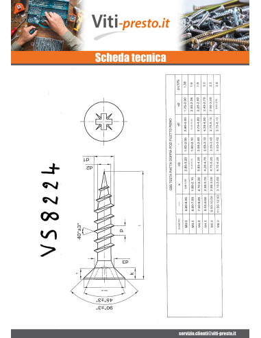 1 x Vite Per Legno E Truciolato Acciaio Inox A2...
