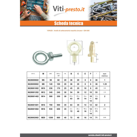 1 x Anello Di Sollevamento MASCHIO M45 Zincate