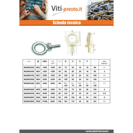 1 x Anello Di Sollevamento MASCHIO M45 Zincate