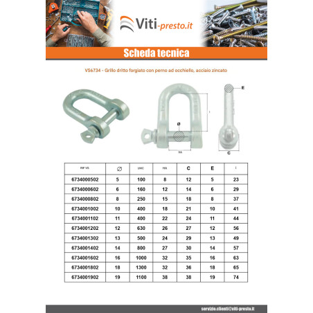1 x Grillo Destra con Golfare con Vite con Occhio Zincate 10