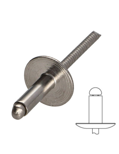 1 x Rivetto AL/A4 Testa Extra Large 4.8X12...