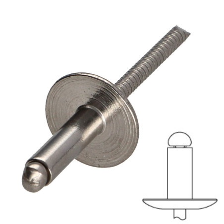 1 x Rivetto AL/A4 Testa Extra Large 4.8X12 Ral9010 Bianco Puro